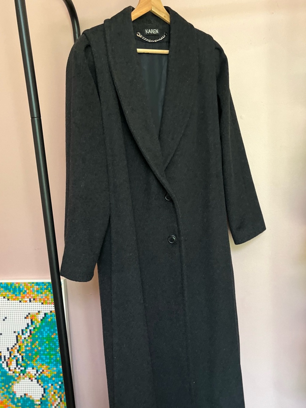 Vintage KAREN Wool Long Black Coat